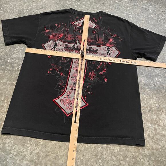 Vintage Skin Industries Cross Metallic Tee Shirt Mens Large Vintage 90s Y2K - Picture 6 of 8